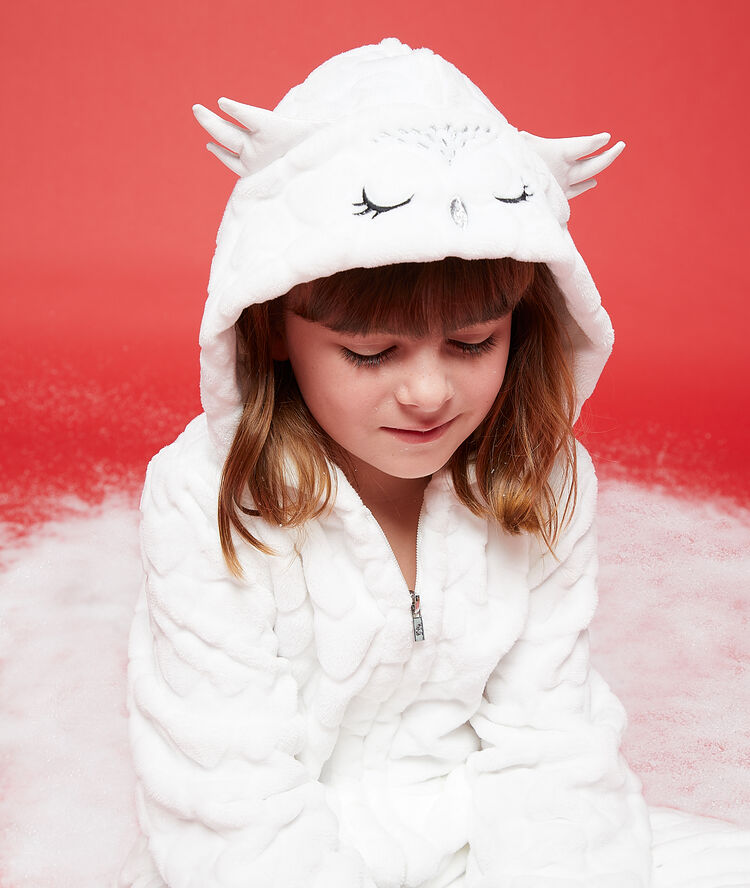 Kid's owl onesie ecru.