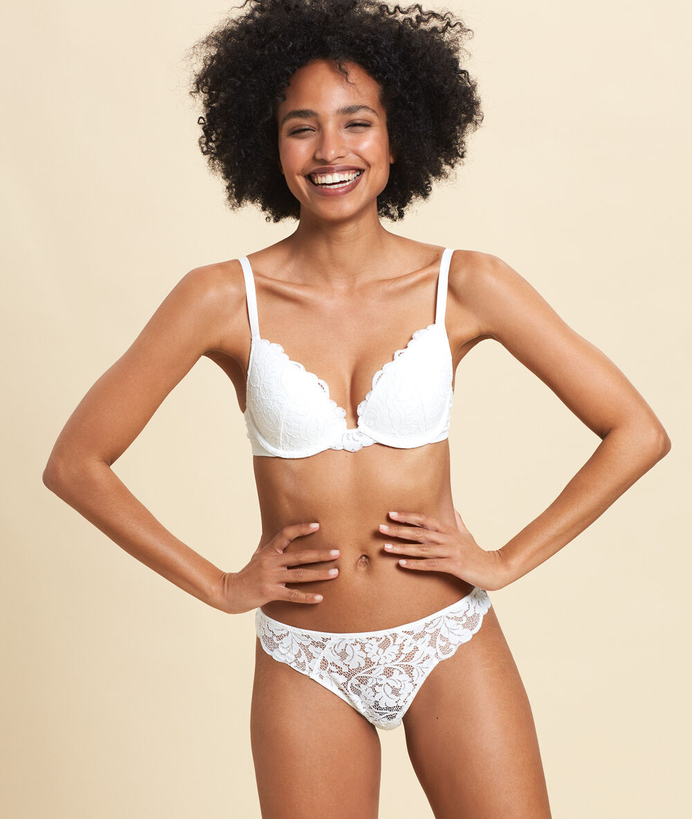 Bra n&deg;2 - push-up plunge bra  ecru.