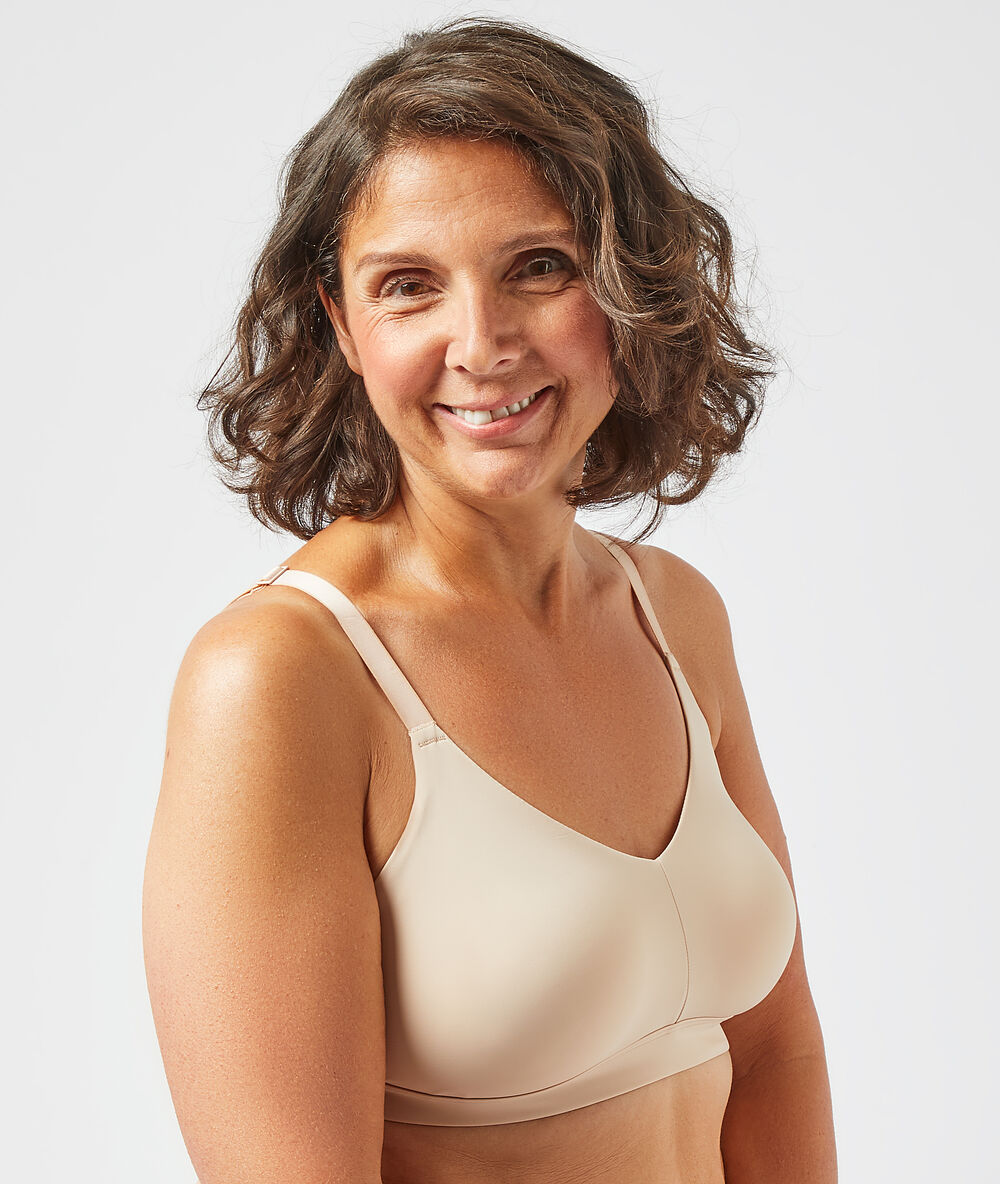 Non-wired post-masectomy triangle bra linen.