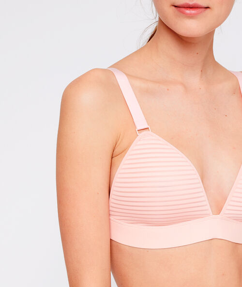 Non-wired triangle bra blush.