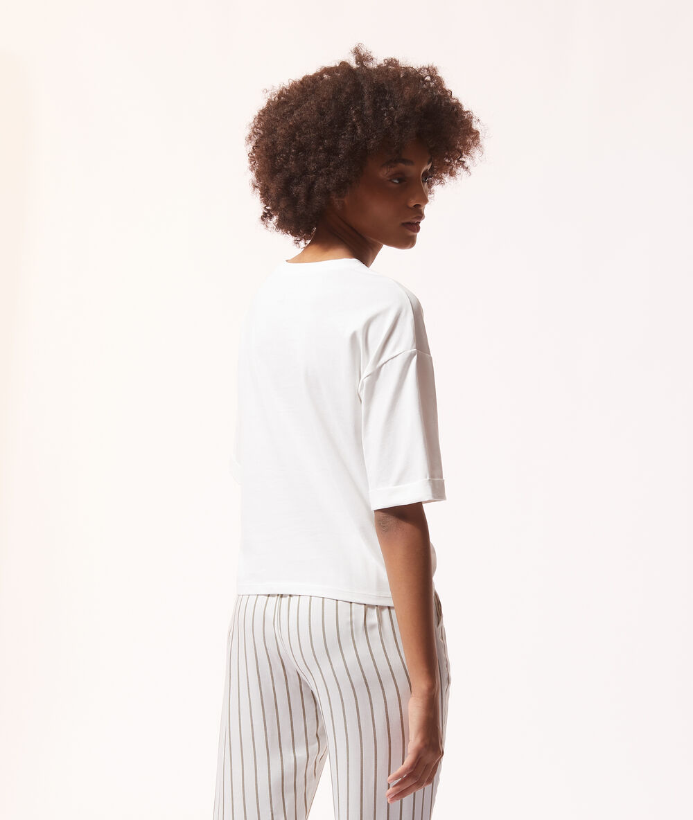 T-shirt "focus on the good" ecru.