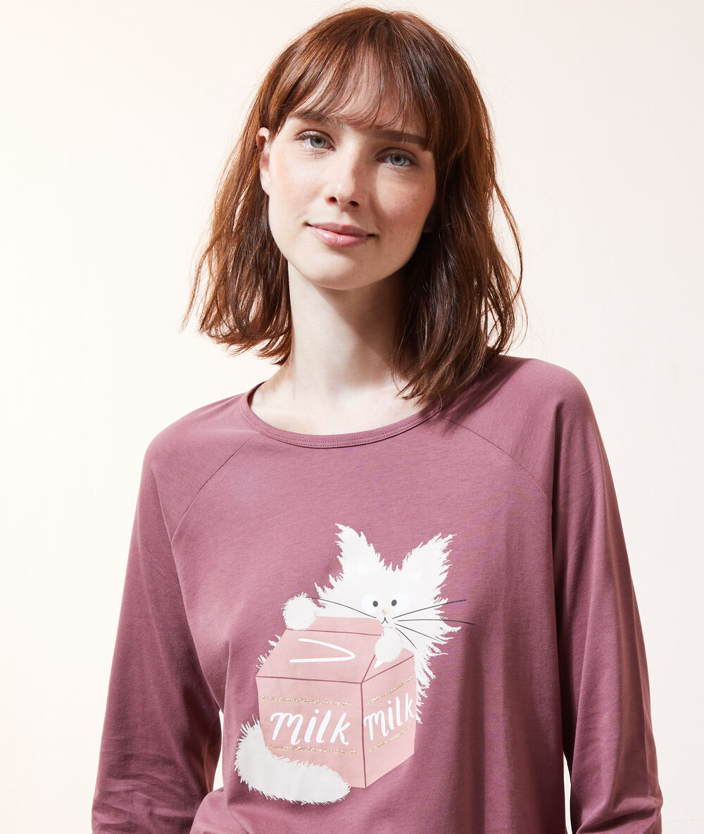 T-shirt in a 'milk' print plum.