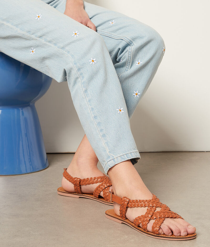 Braided Leather Sandals;${refinementColor}