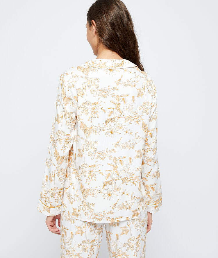 Printed pyjama shirt ecru.