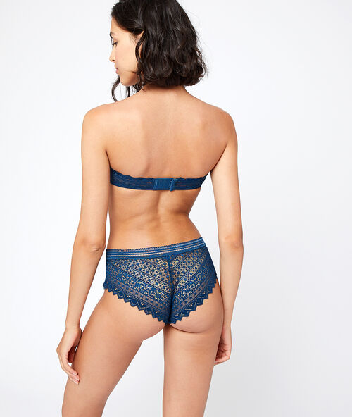 Non-wired bandeau bra peacok blue.