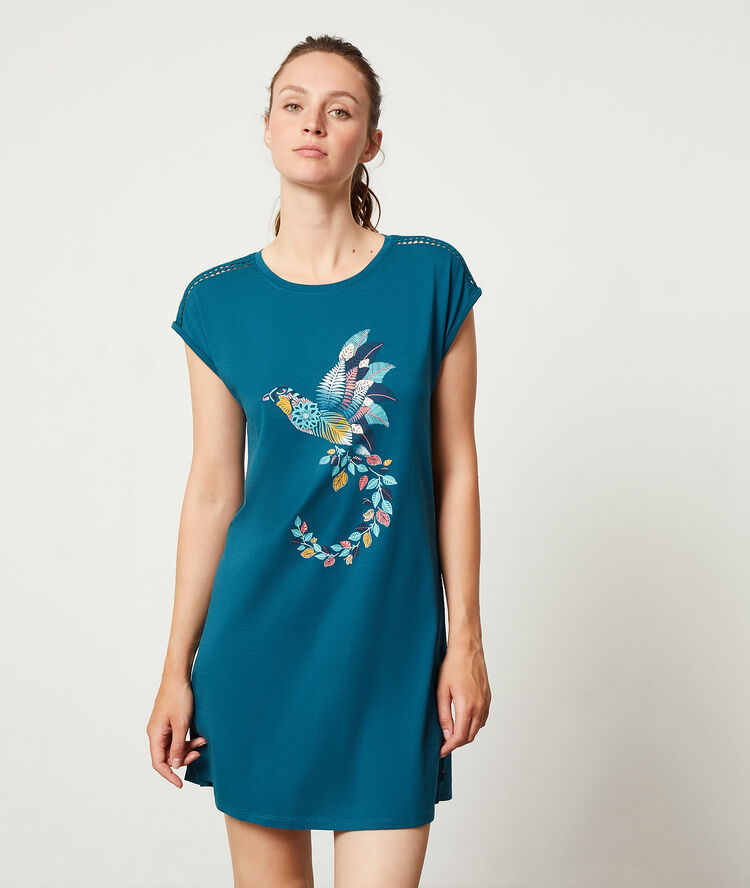 Chemise de nuit bleu canard.