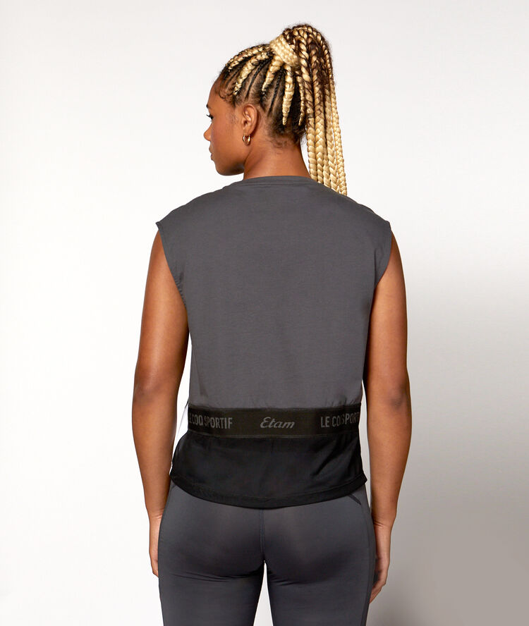 Top de training &agrave; manches courtes anthracite.
