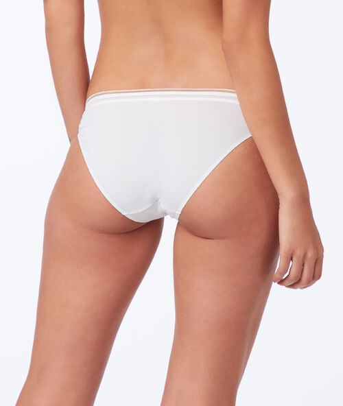 Lace trim microfiber knickers white.