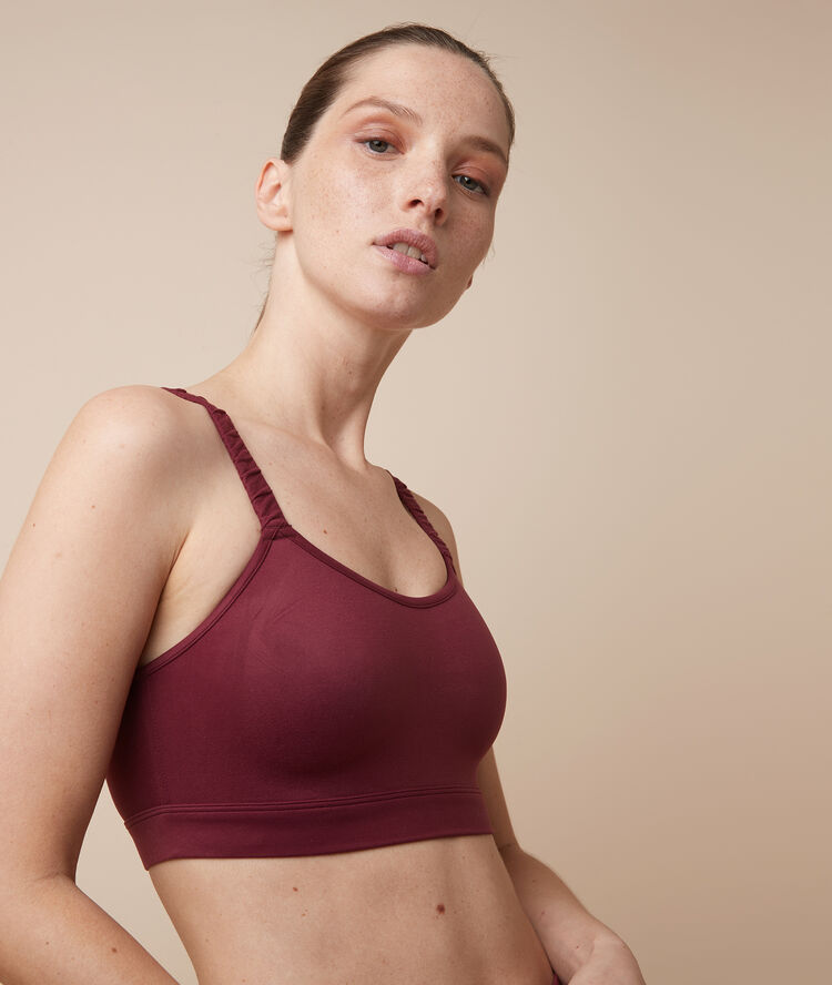 Brassi&egrave;re de yoga - maintien medium bordeaux grenat.
