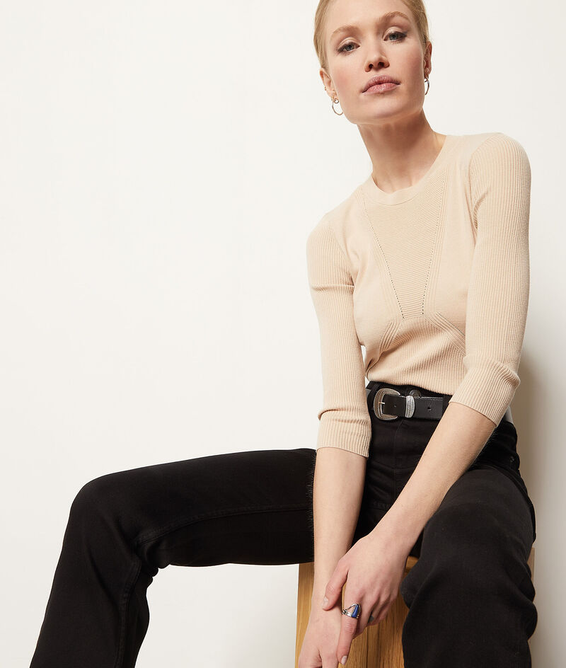 Rib Knit Sweater;${refinementColor}