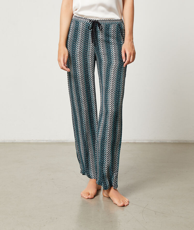 Pantalon imprim&eacute; graphique noir.