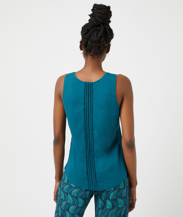 D&eacute;bardeur avec dos ajour&eacute; bleu canard.