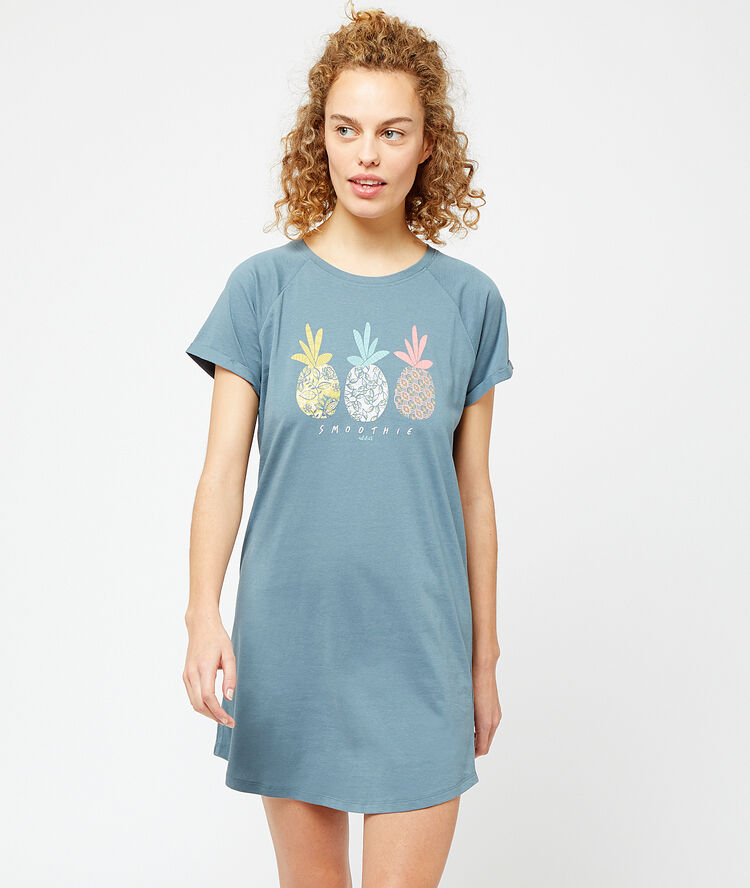 Pineapple print nightdress blue.