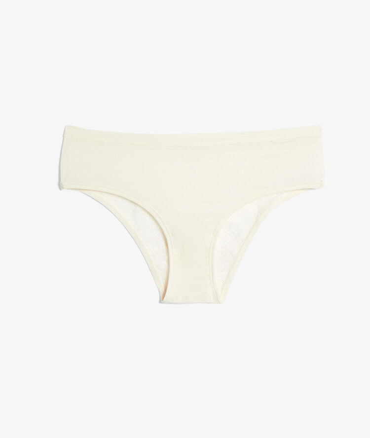 Microfiber and lace hipster ecru.