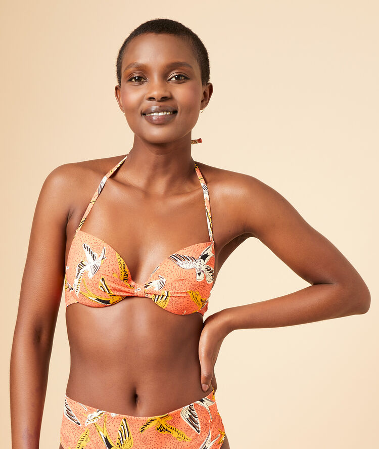 Push-up bikini top coral.