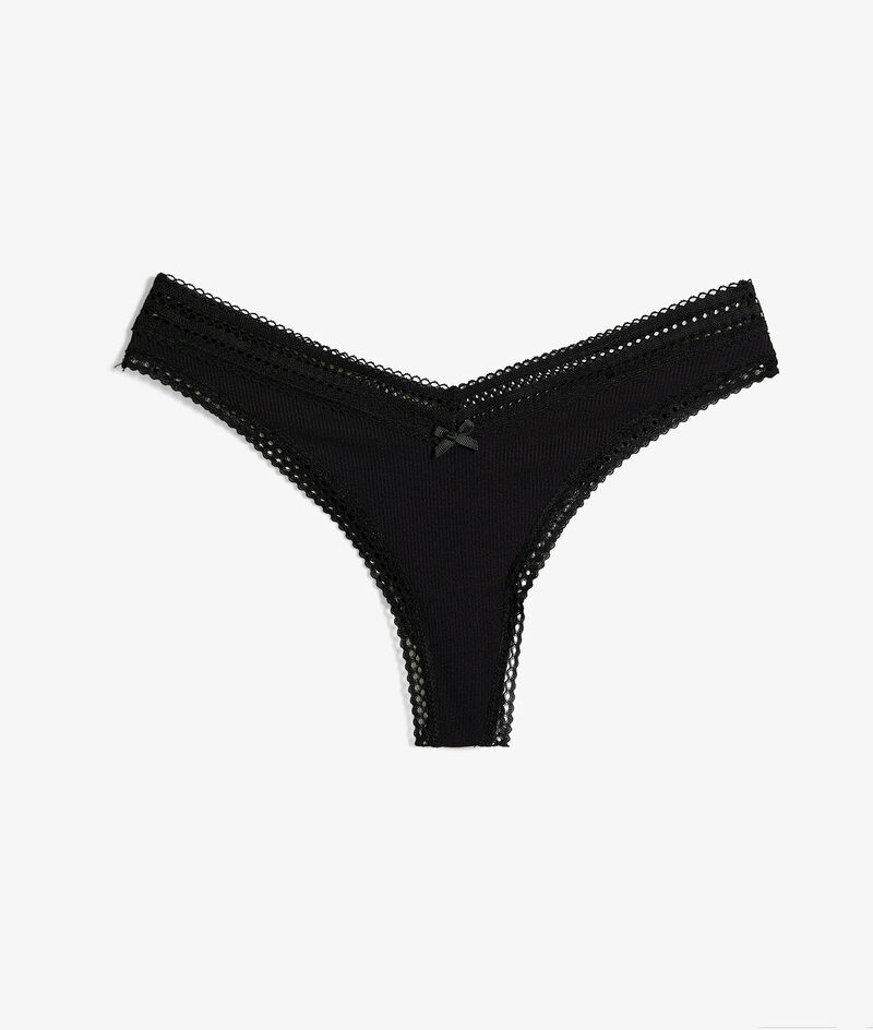 High Cut Thong With Lace Details;${refinementColor}