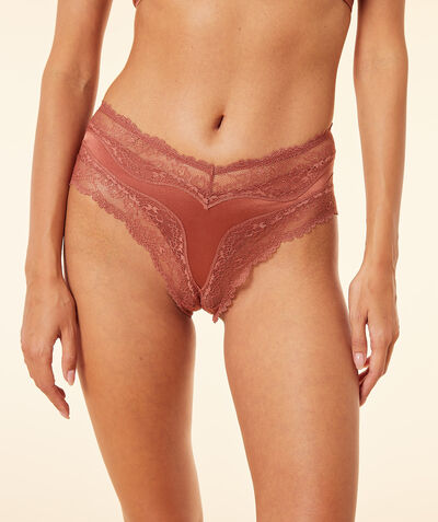 High waist silk and lace panties;${refinementColor}