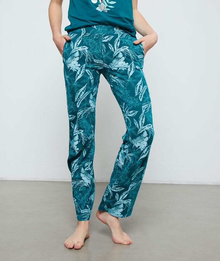Printed organic cotton trousers green.