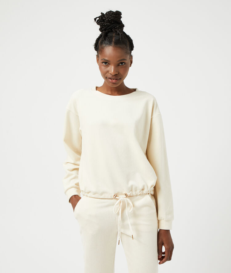 Sweatshirt avec lacet ecru.