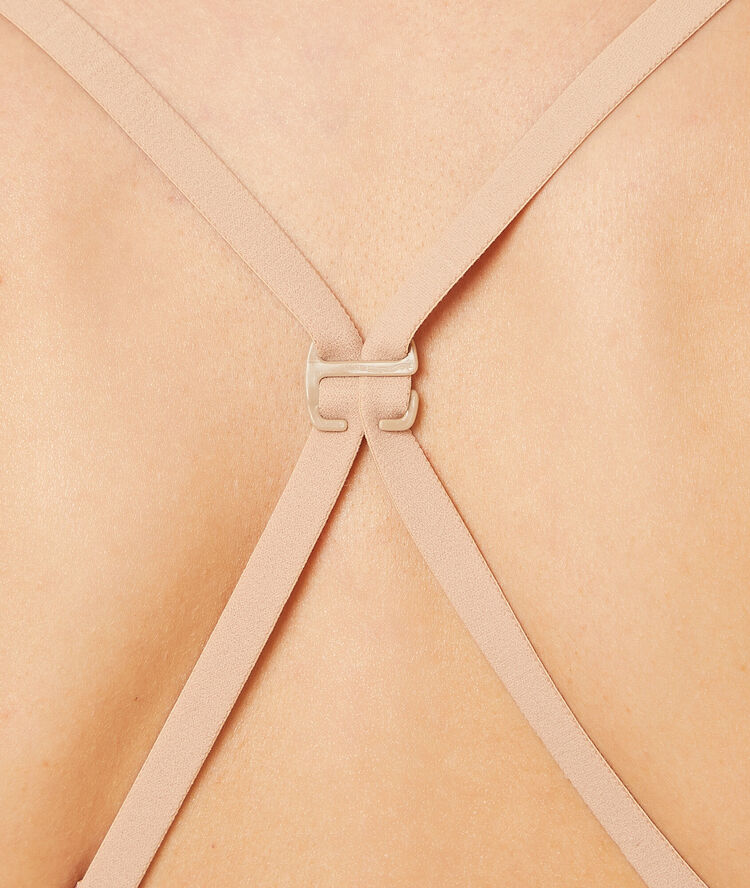 Racer back clip blanc / noir / peau.