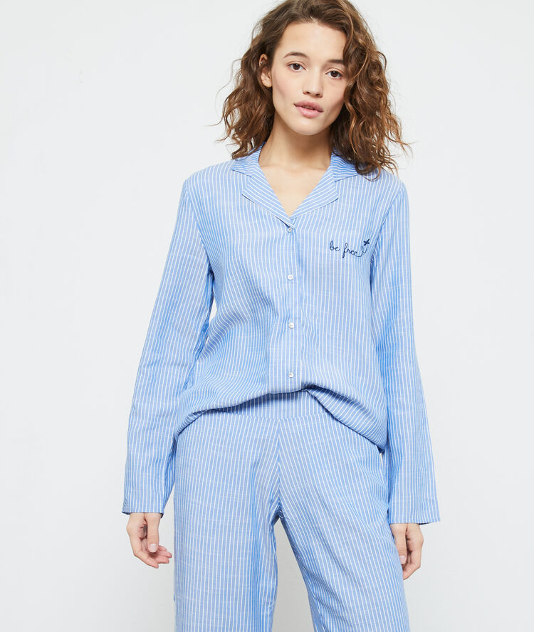 Be free' pyjama shirt blue.