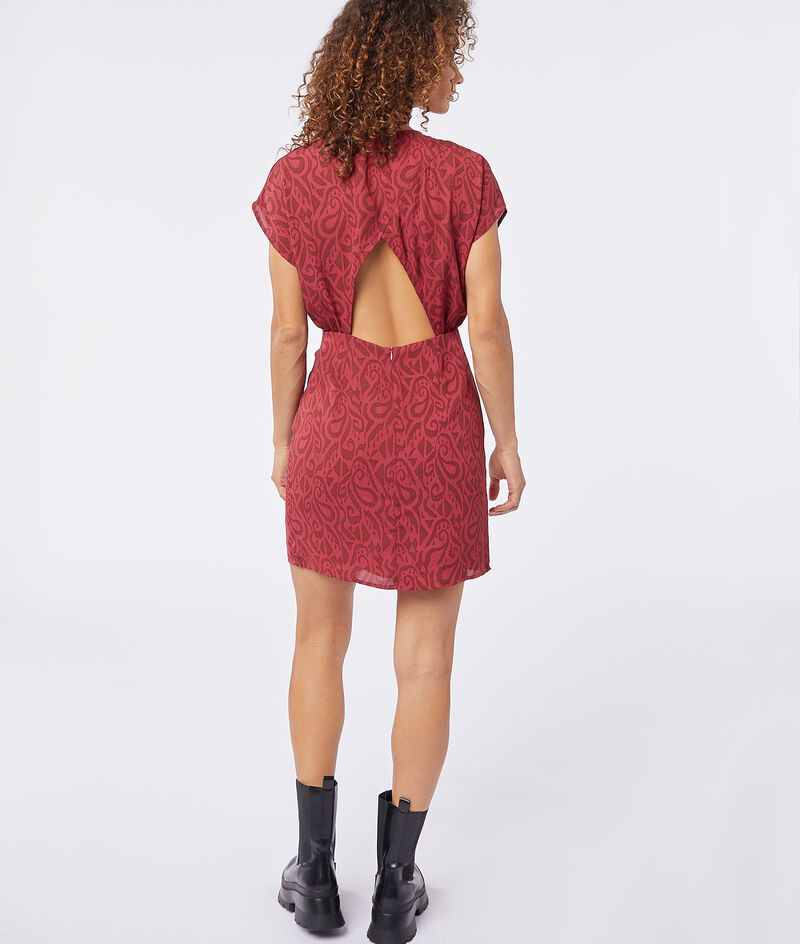 Printed backless dress;${refinementColor}