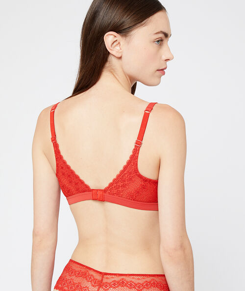 Soutien-gorge ampliforme en dentelle, coques ultra-fines orange.