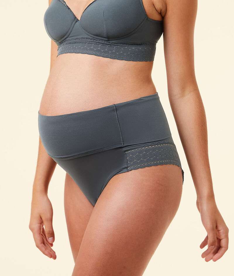 Microfiber High Waist Bikini With Folding Belt;${refinementColor}