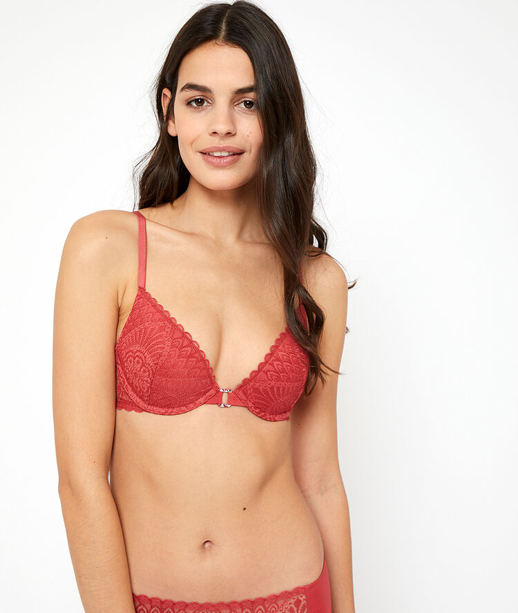 Bra no 2 - plunging push up bra grenadine.
