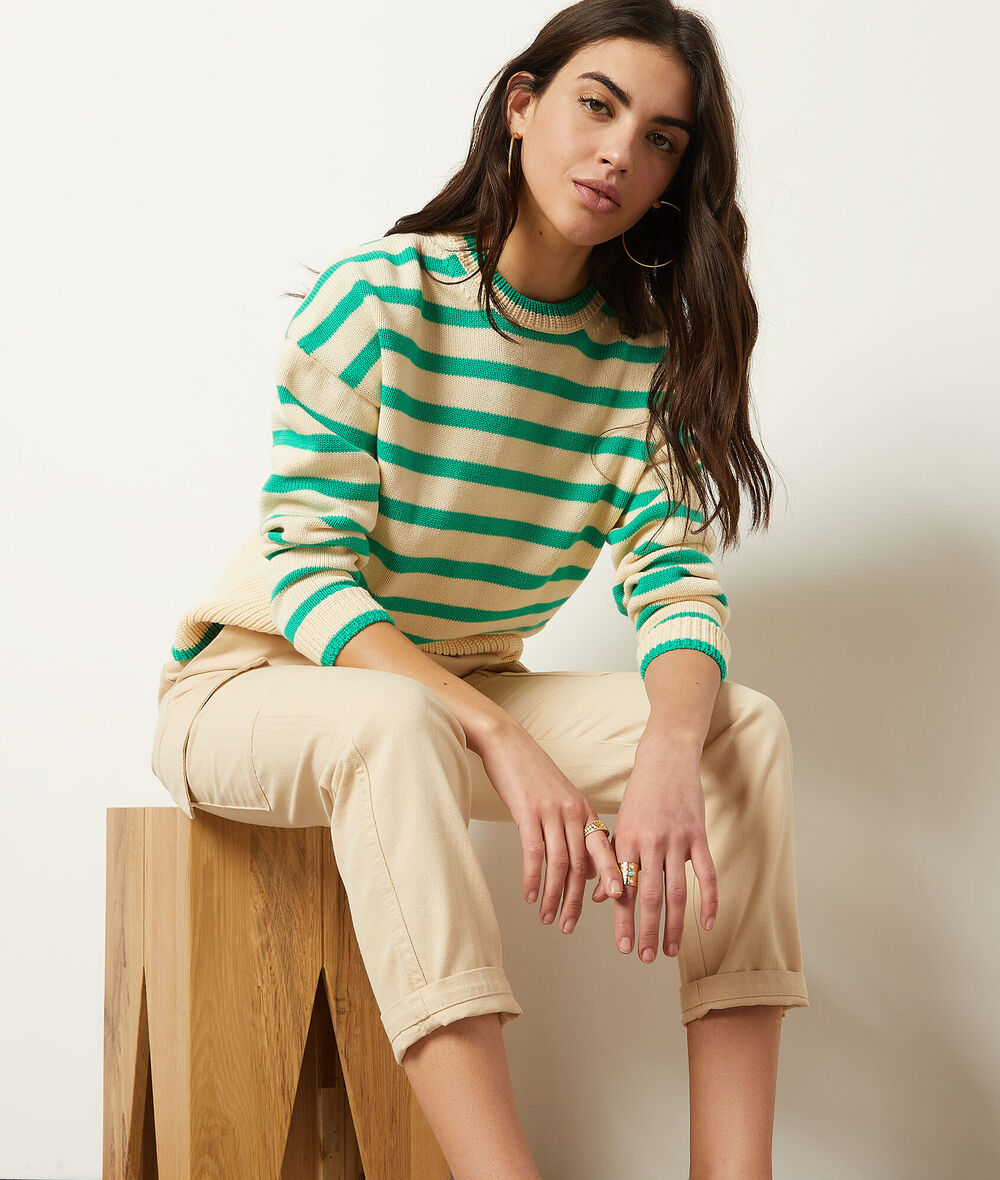 Striped knit sweater;${refinementColor}