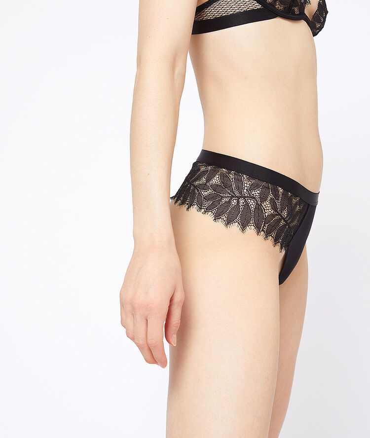 Floral lace tanga black.