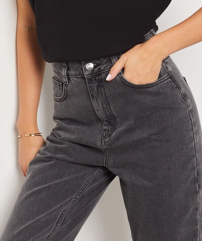 Cotton high waist jeans;${refinementColor}