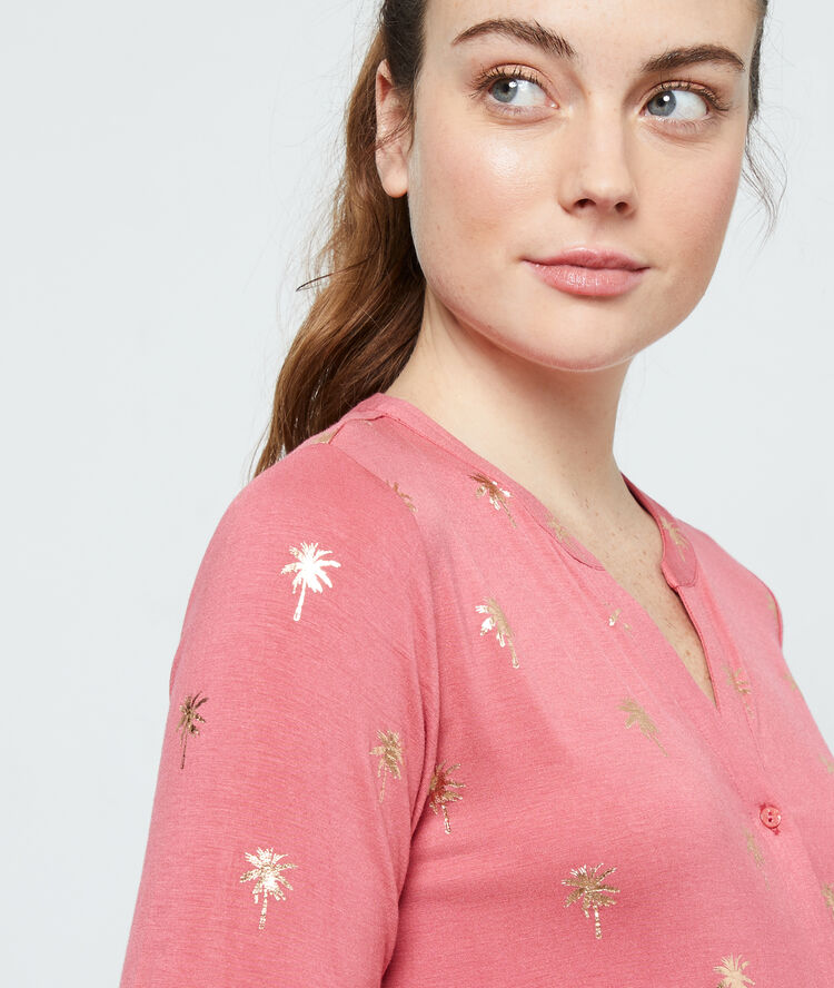 Palm tree printed nightshirt pink.