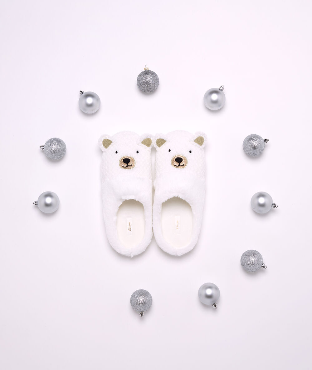 Bear mule slippers ecru.