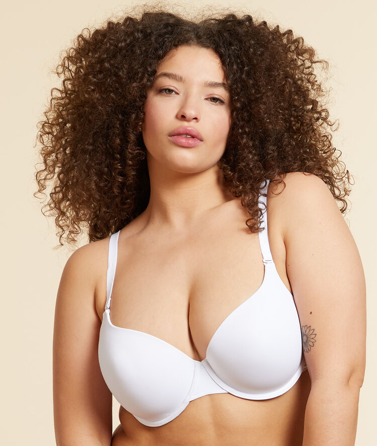 Padded demi cup bra, d&e cups white.