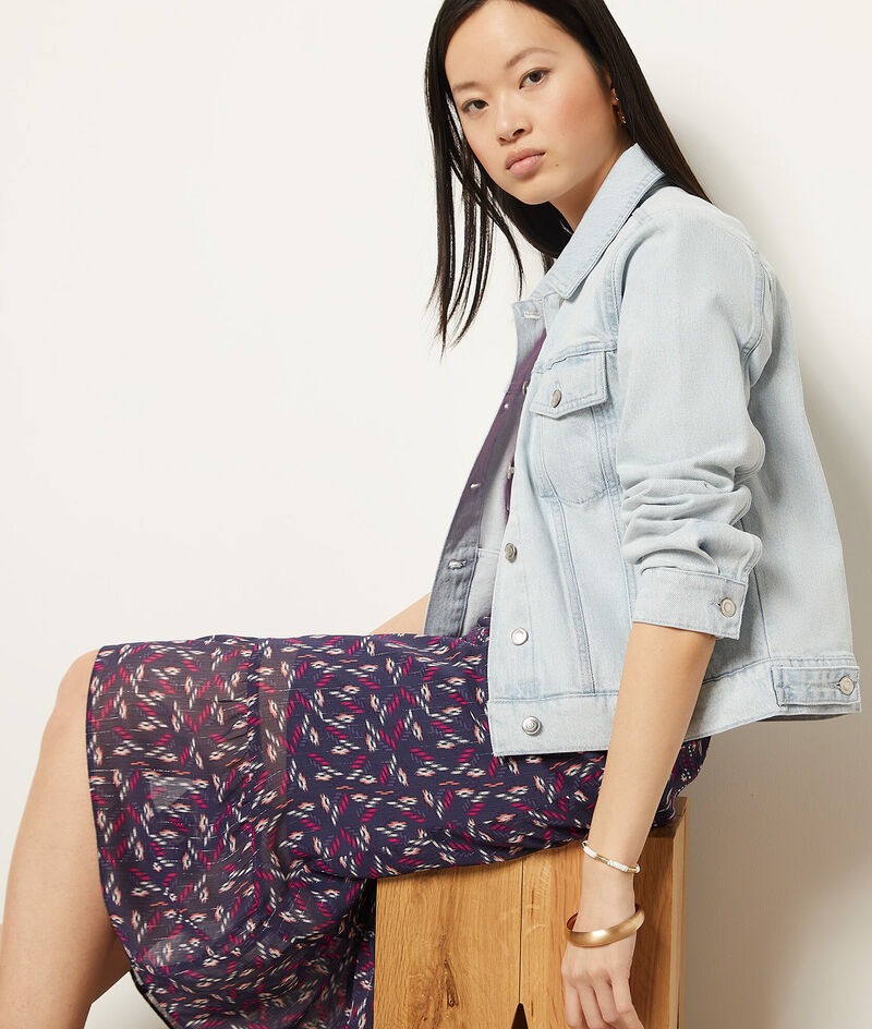 Pure Cotton Denim Jacket;${refinementColor}