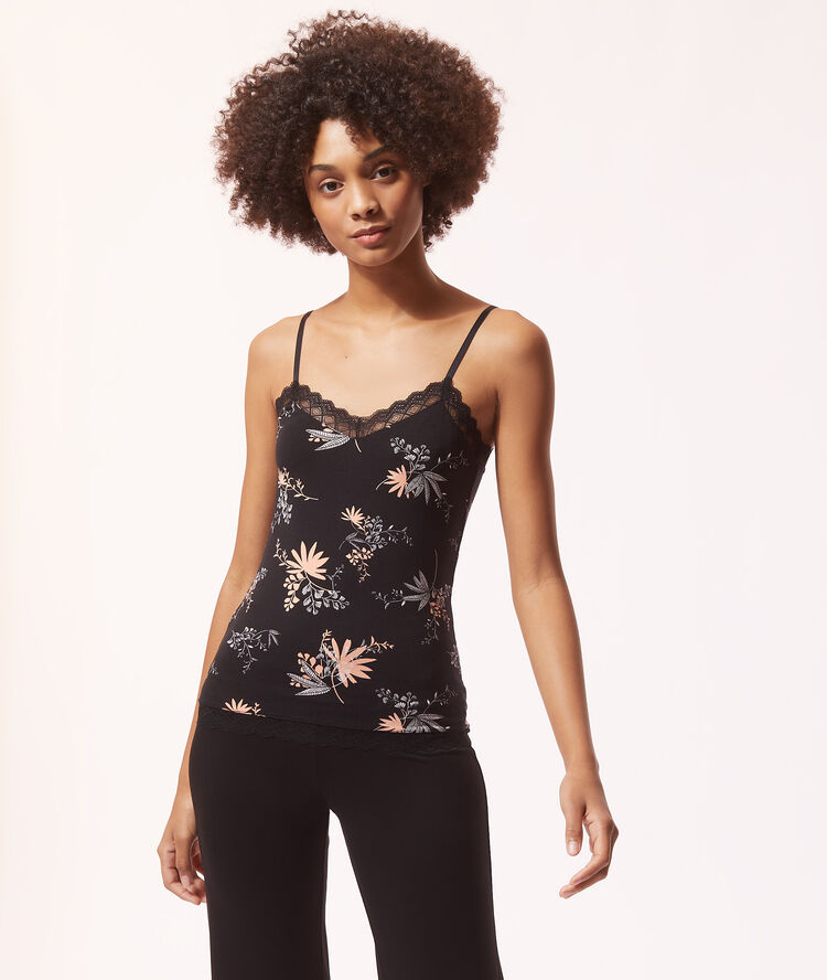 Caraco imprim&eacute; noir.