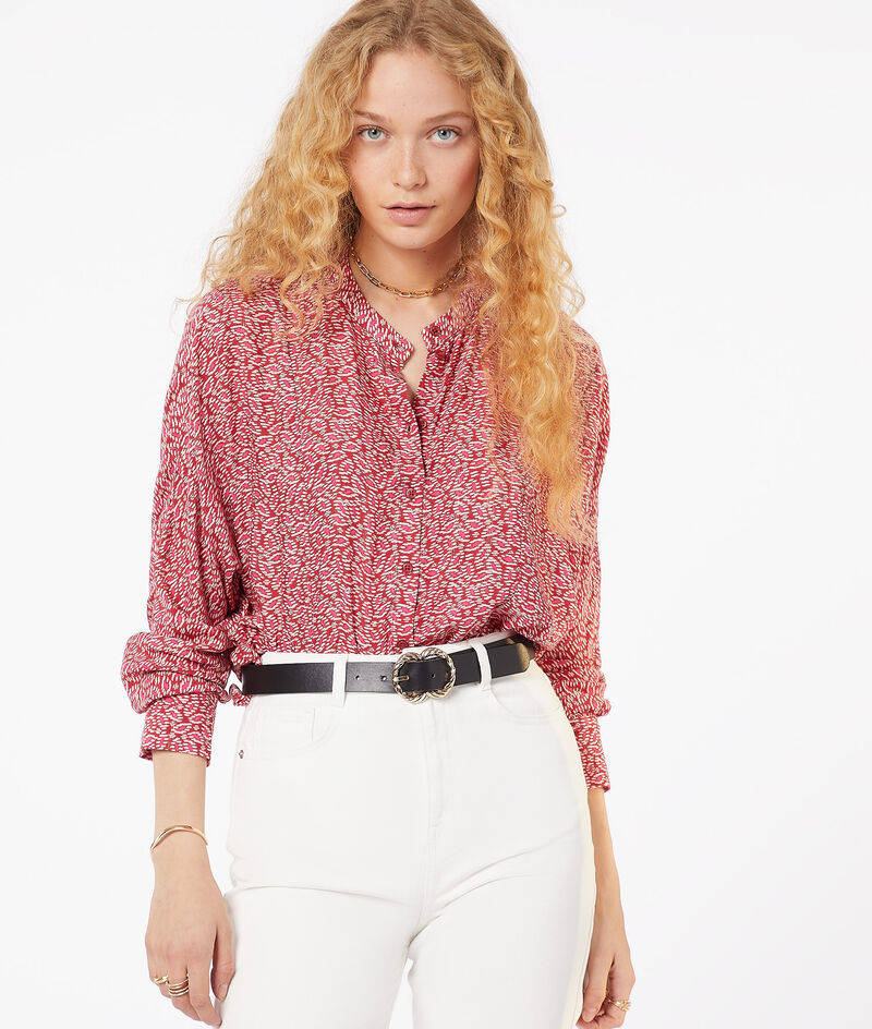 Print blouse with lurex details;${refinementColor}