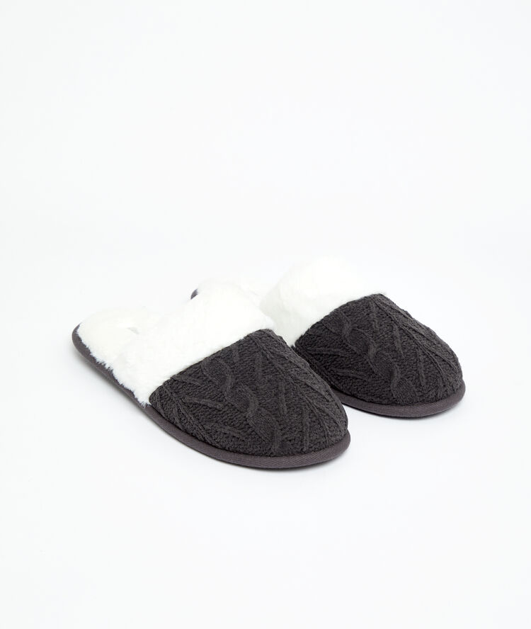 Mules fourr&eacute;es anthracite.