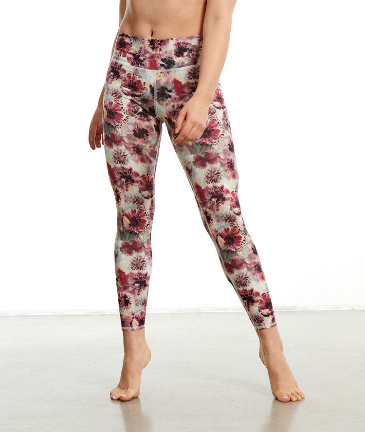 Legging de yoga long &agrave; fleurs multicolore.
