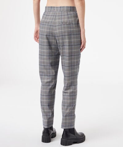 Straight cut pants with checks;${refinementColor}
