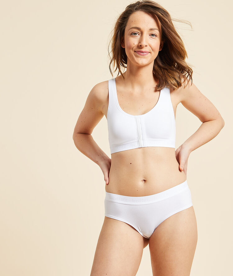 Post-mastectomy bra without underwire white.