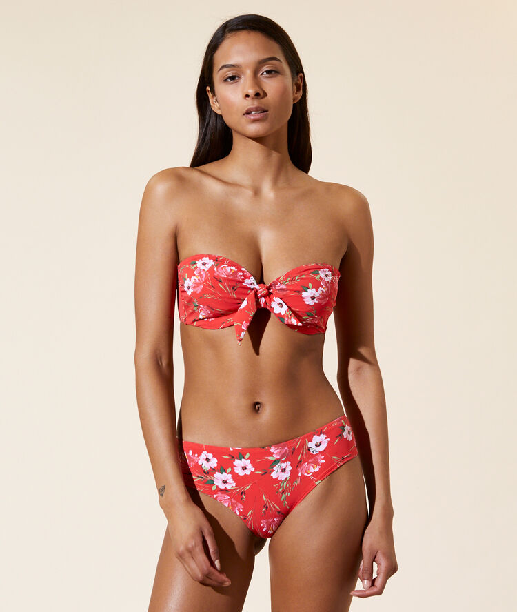 Bandeau bikini bra, non padded red.