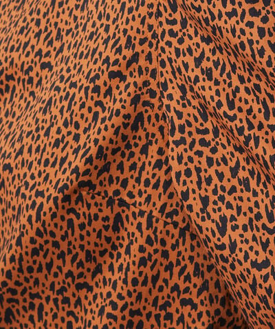 Robe courte imprimé léopard en coton mélangé;${refinementColor}