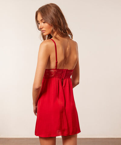 Nightdress with lace neckline ;${refinementColor}