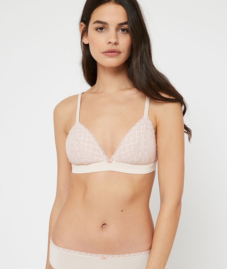 Non-wired triangle bra blush.
