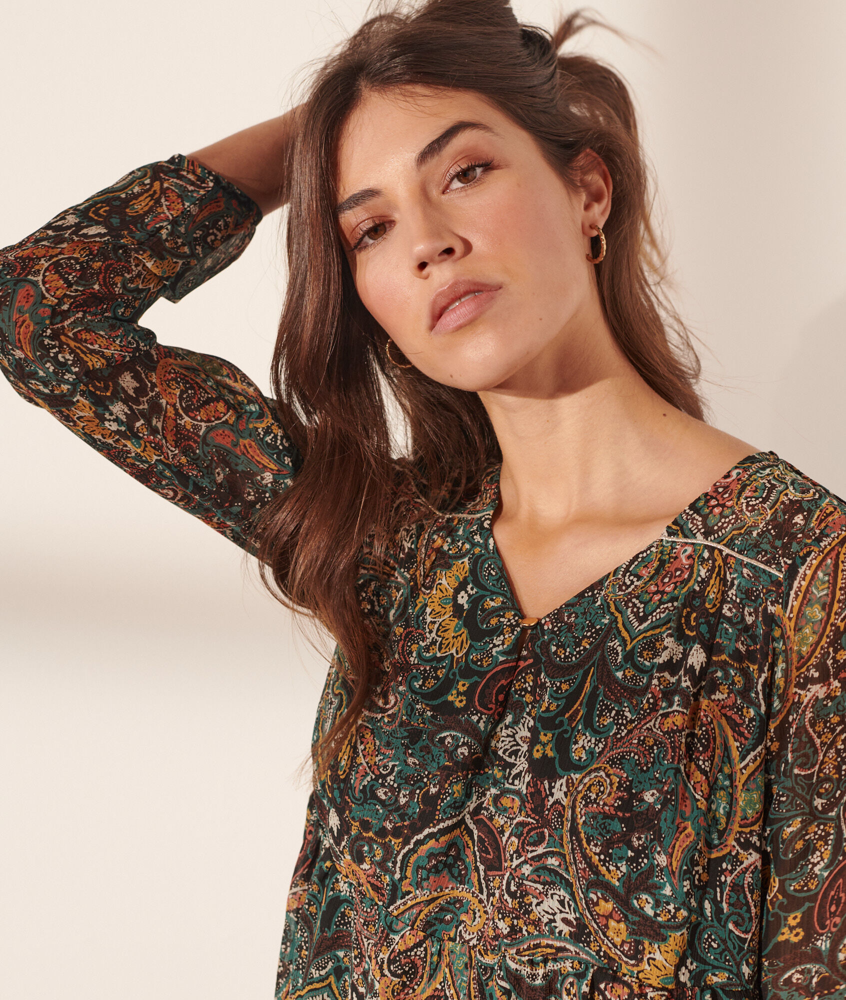 robe verte imprime fleuri