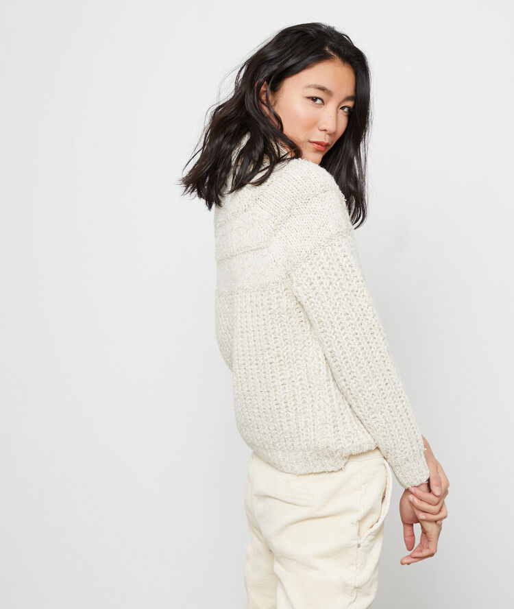 Maxi knit turtleneck jumper off white.