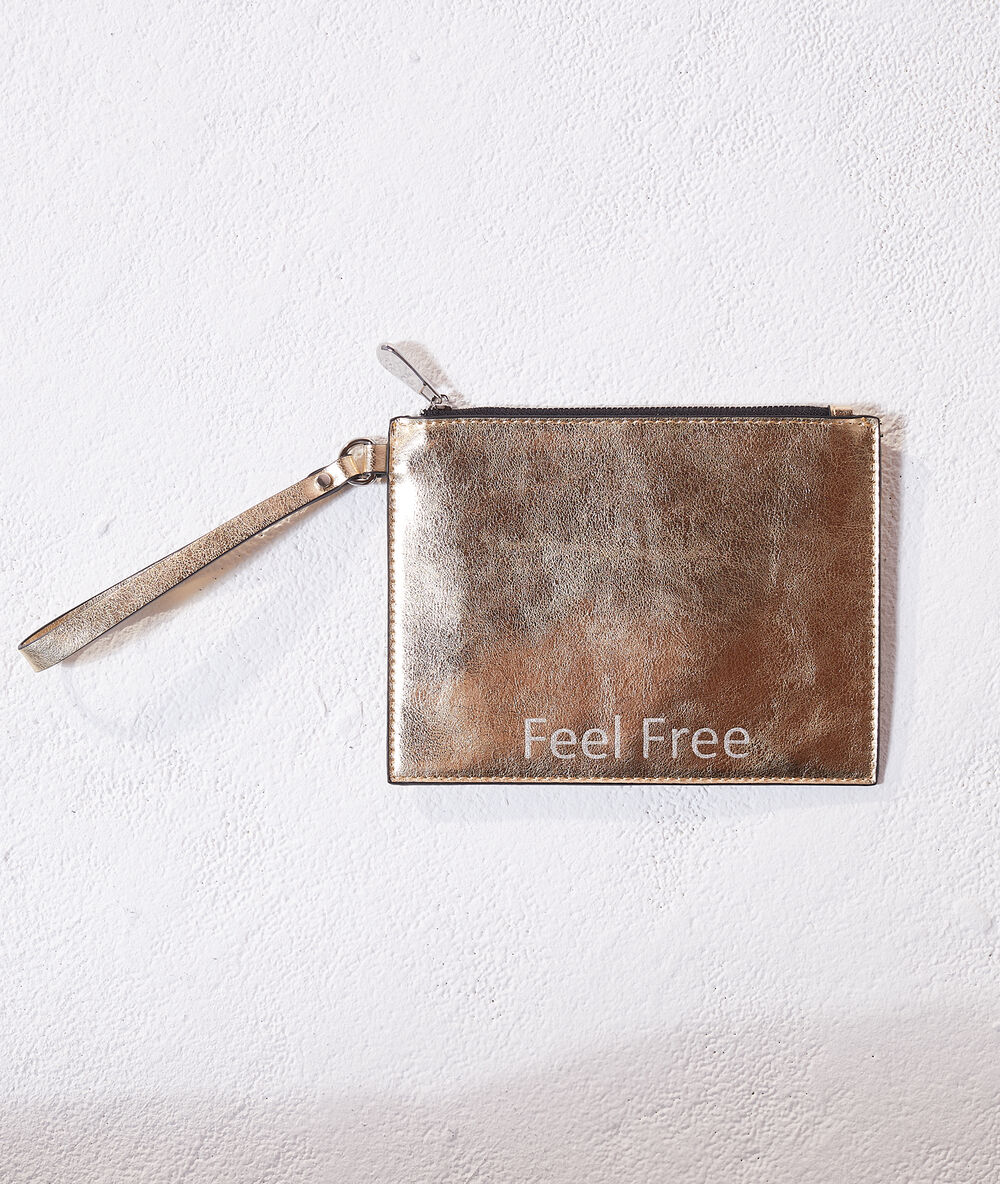 Sac pochette "feel free" or.