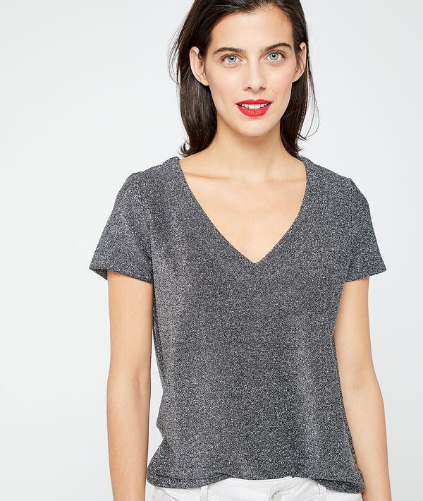 Metallic silver V neck T-shirt Metallic silver V neck T-shirt